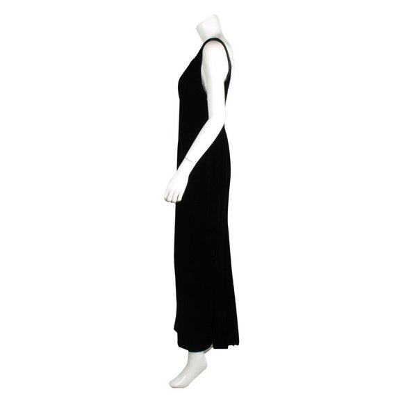 VALENTINO Black Velvet Sleeveless V-Neck Maxi Backless Dress - US 10 - Picture 2 of 7